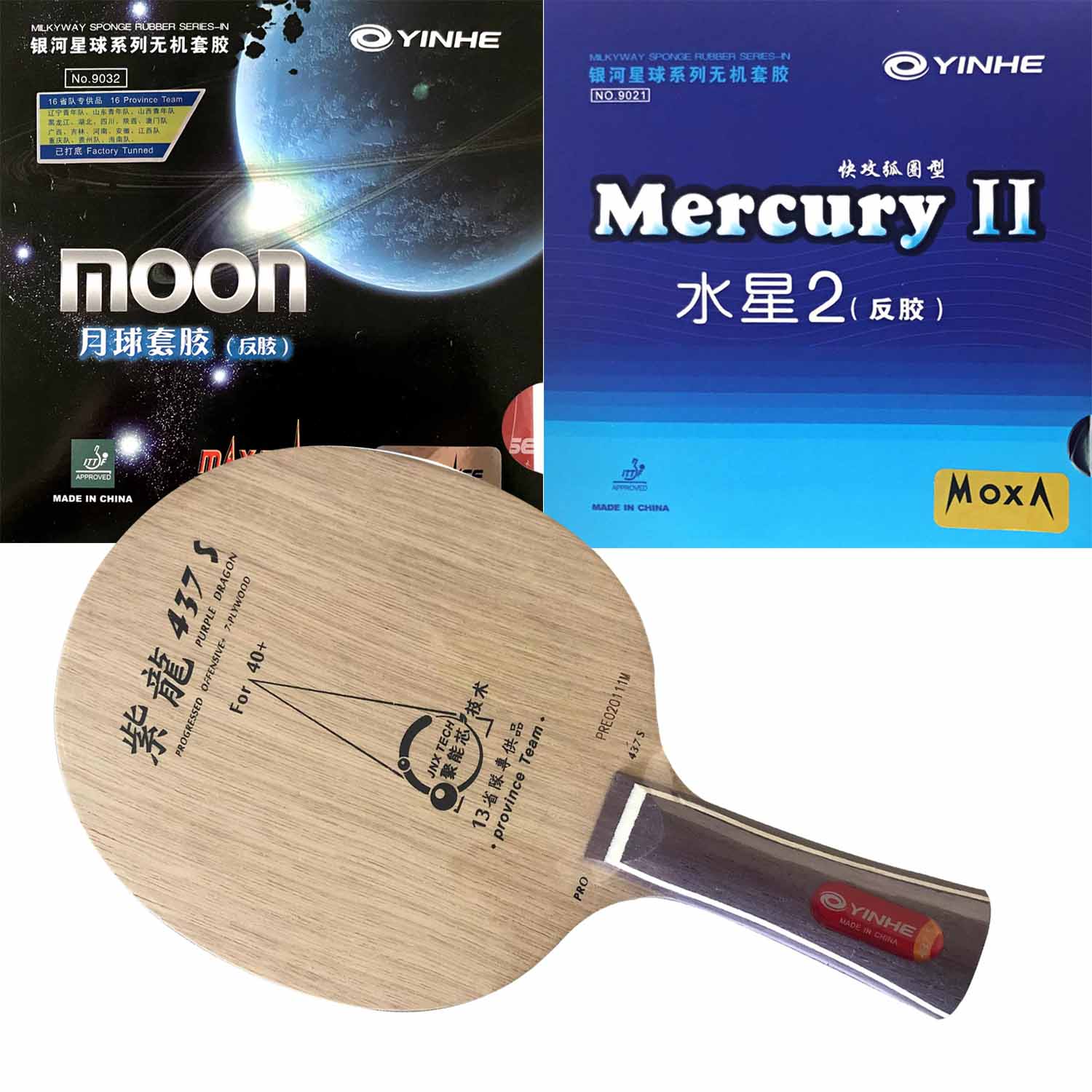 Table Tennis Zhang Jike - Zestaw rakiety Pro Combo YINHE Purple